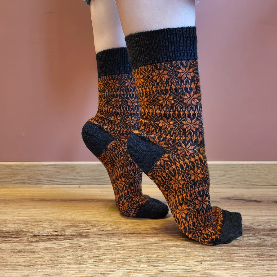 Chaussettes fine motif 100% Laine KBT - HIRSCH – Image 3