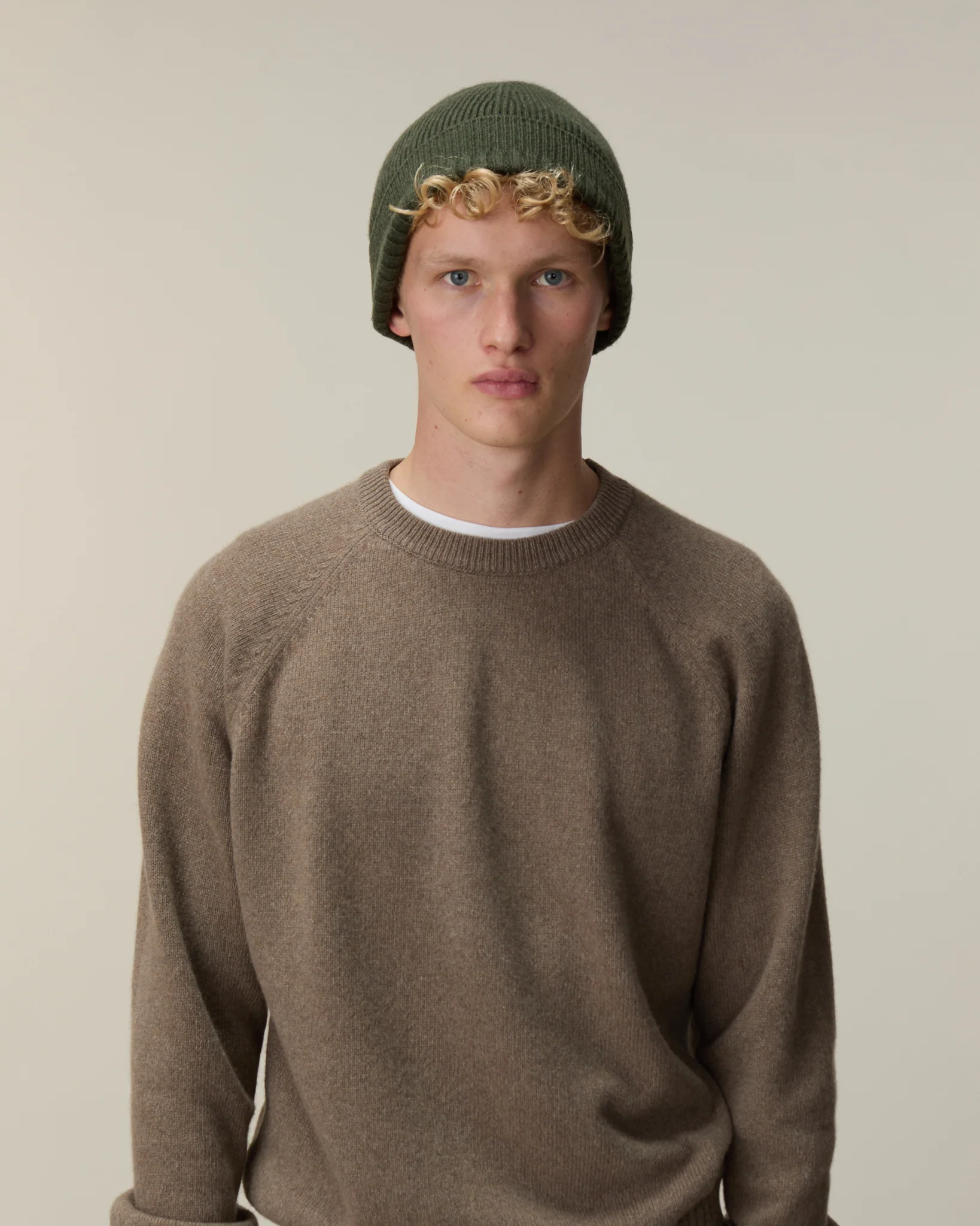 Men's Khaki Cashmere hat