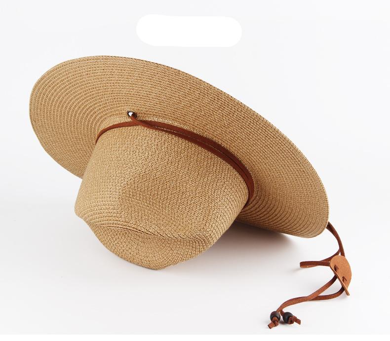 Chapeau de paille avec sangle effet daim – Image 4