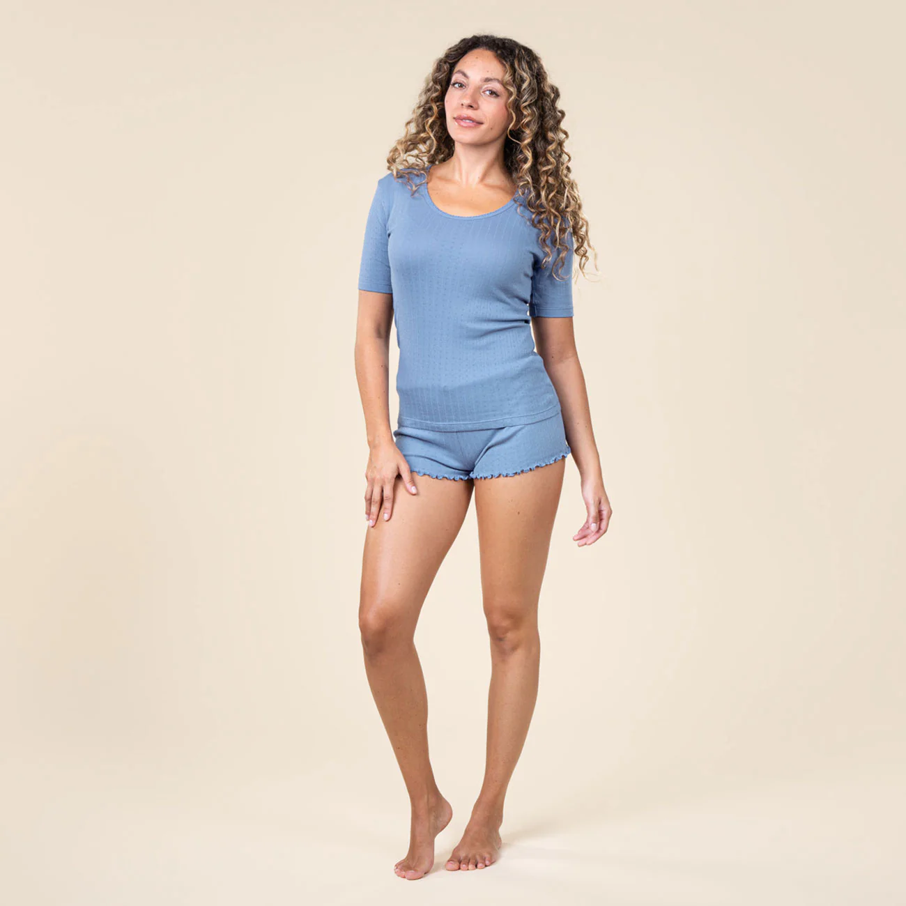 Short de nuit ajouré ROSARIA 100% coton bio - LIVING CRAFTS – Image 3