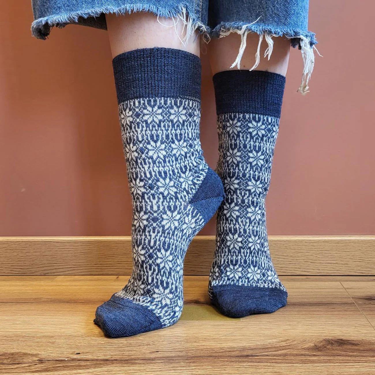 Chaussettes fine motif 100% Laine KBT - HIRSCH