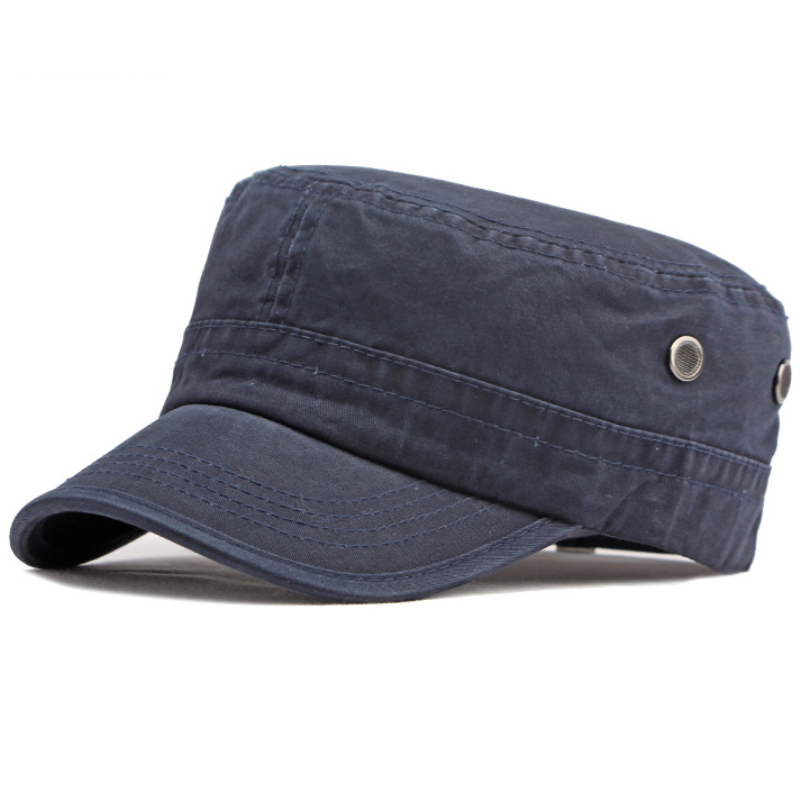 Casquette unie en coton dessus plat – Image 3