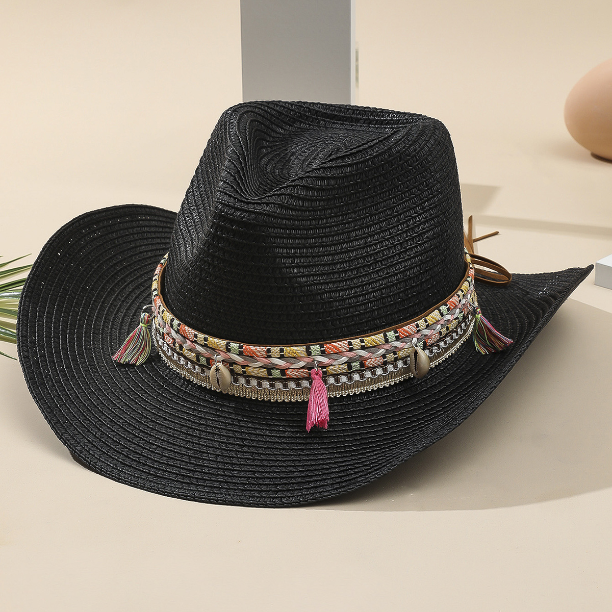 Chapeau femme de cowboy à pampilles et coquillages – Image 5
