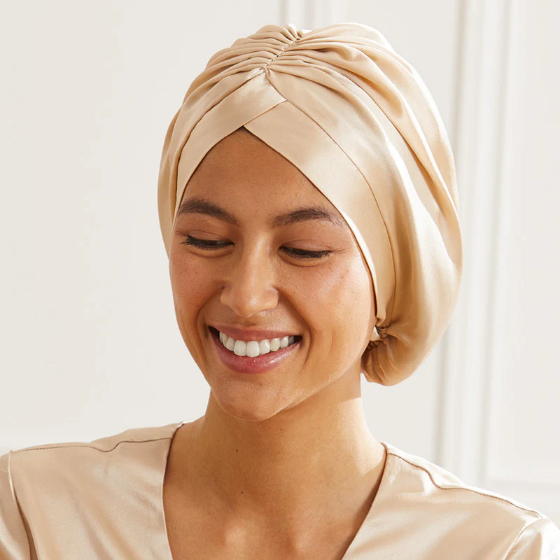 Bonnet de nuit turban en soie