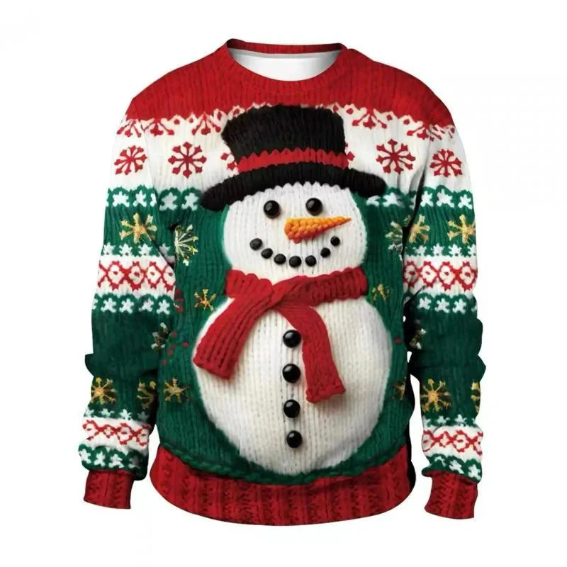 Pulls de Noel Couple avec Bonhomme de Neige en Relief – Image 5