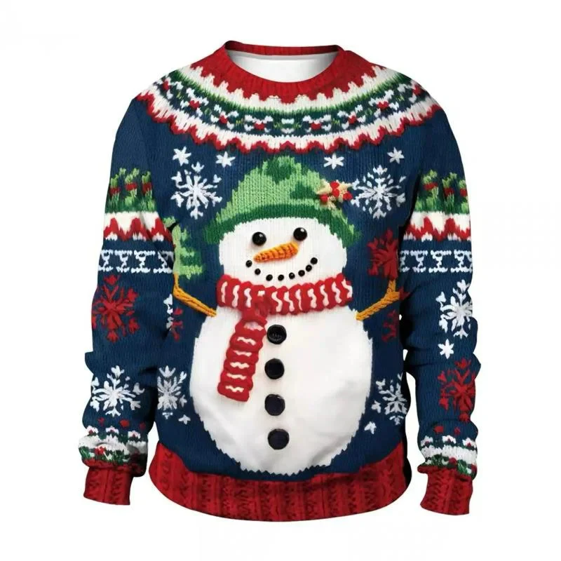 Pulls de Noel Couple avec Bonhomme de Neige en Relief – Image 6