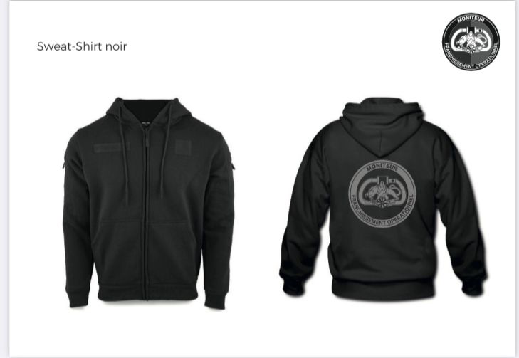 Sweat Mil-Tec noir zippé – Logo dos