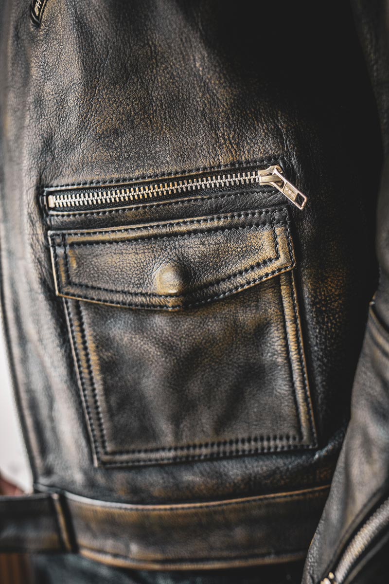 Blouson cuir moto Rocker Black used – Image 5