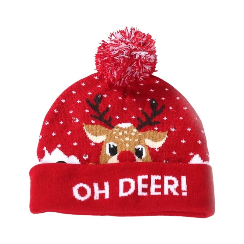 Bonnet bébé renne de Noël rouge