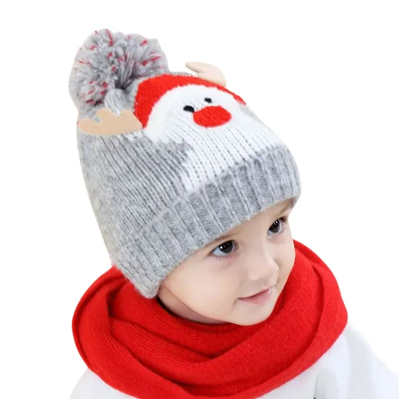 Bonnet enfant renne de Noël gris