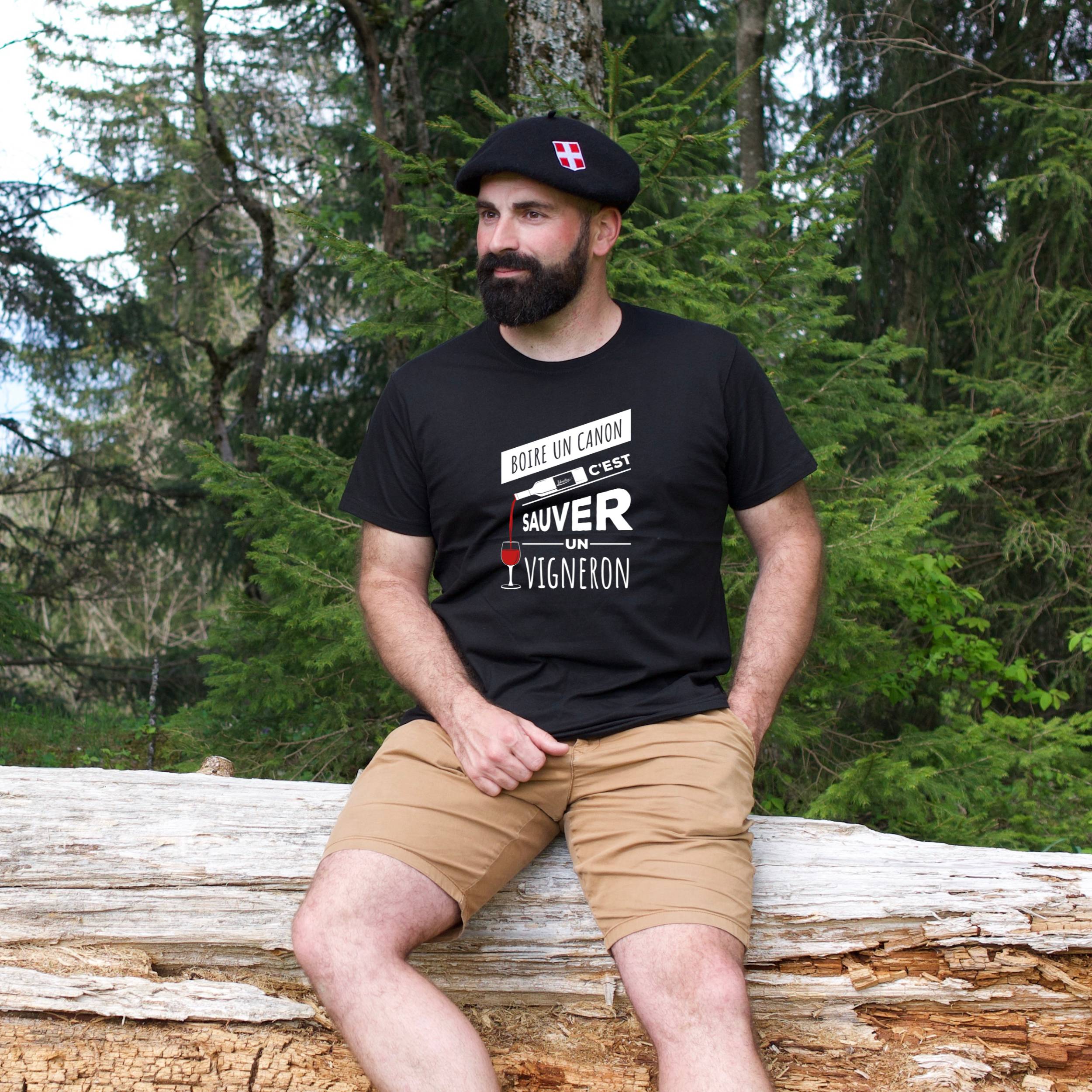 T-shirt Homme – Boire un canon c’est sauver un vigneron – Image 3
