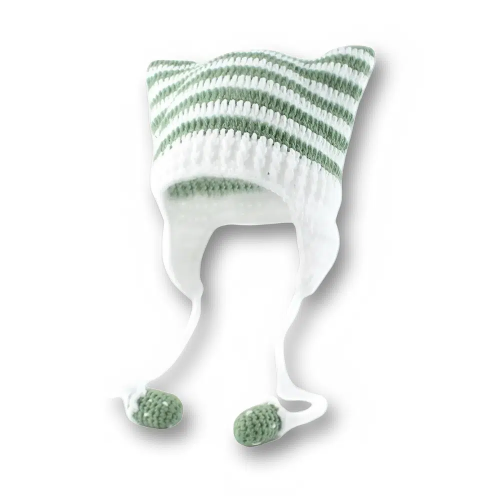 Bonnet crochet femme Oreilles et Pompons