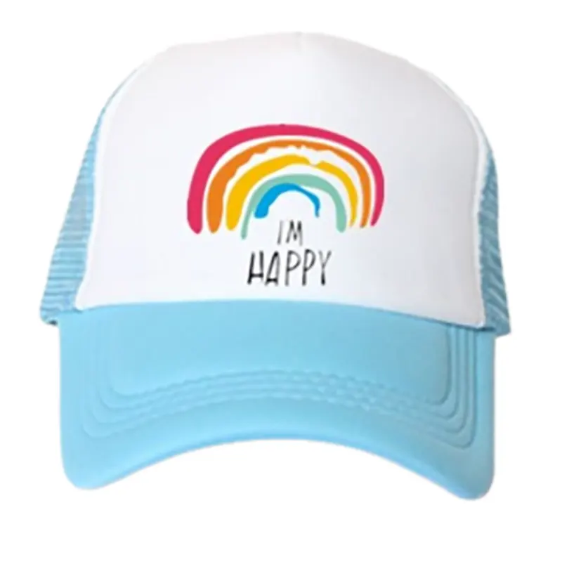 Casquette enfant fille arc-en-ciel bleu