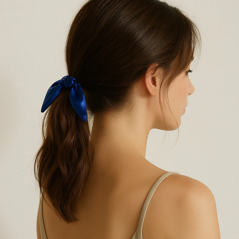 Chouchou fin en soie 25 mommes avec noeud