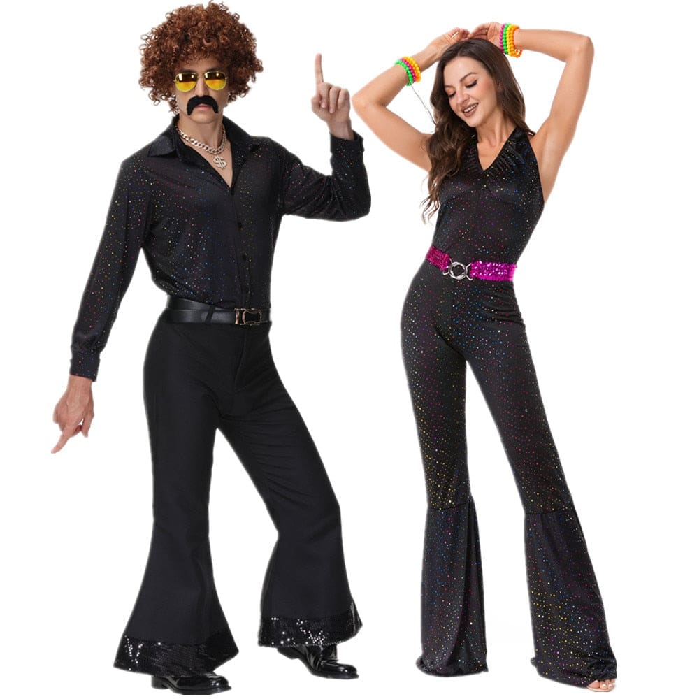 Costume beauf | Tenue flash disco beauf noir couple – Image 4