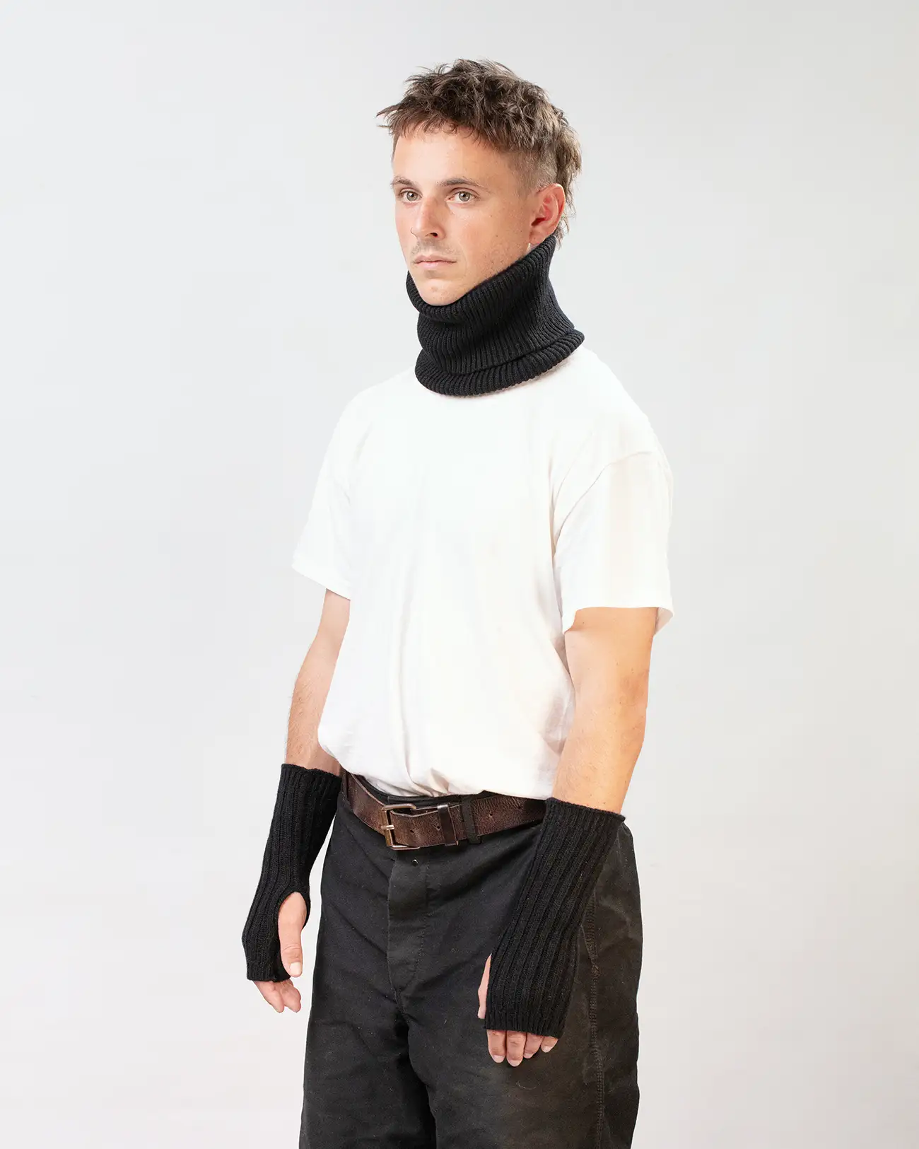 Mitaines Courtes Cachemire Régénéré Noir – Image 3