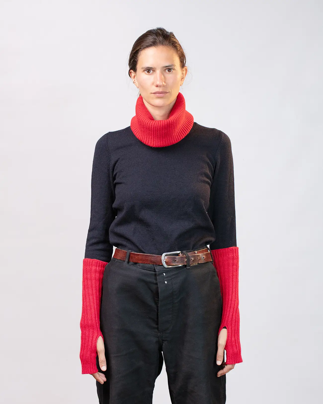 Mitaines Longues Cachemire Régénéré Rouge – Image 4