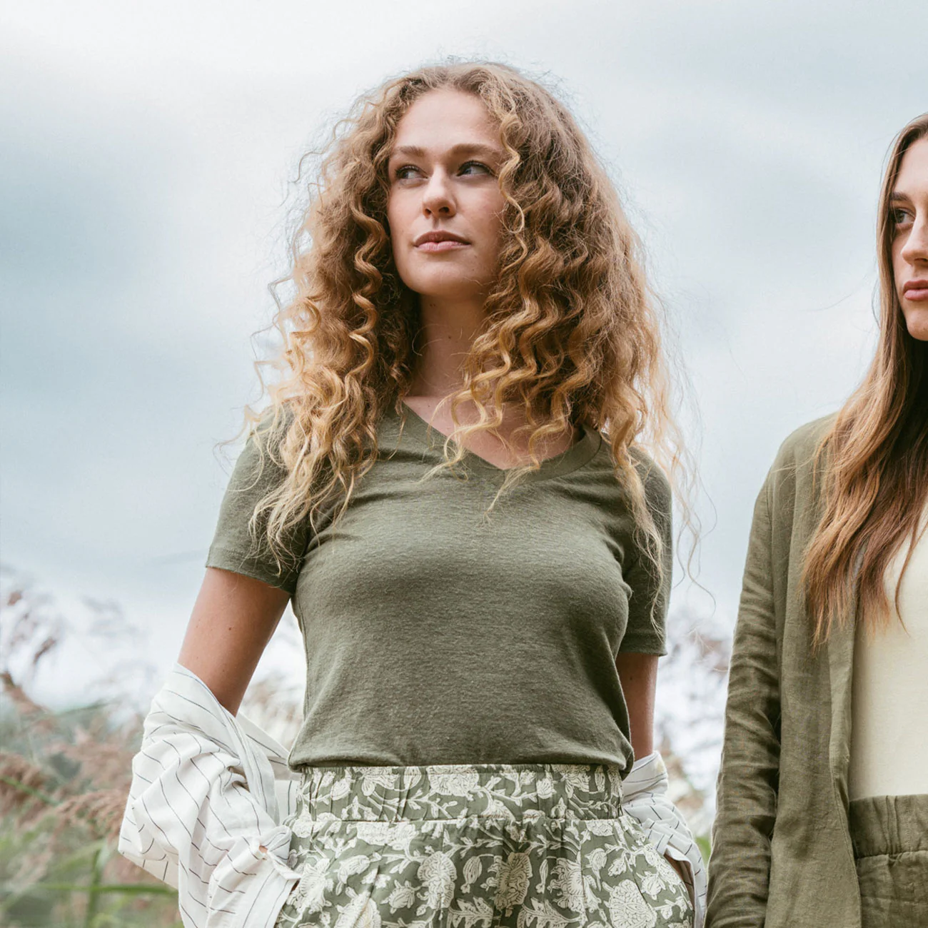 T-shirt col V TALIDA en 100% lin - LIVING CRAFTS