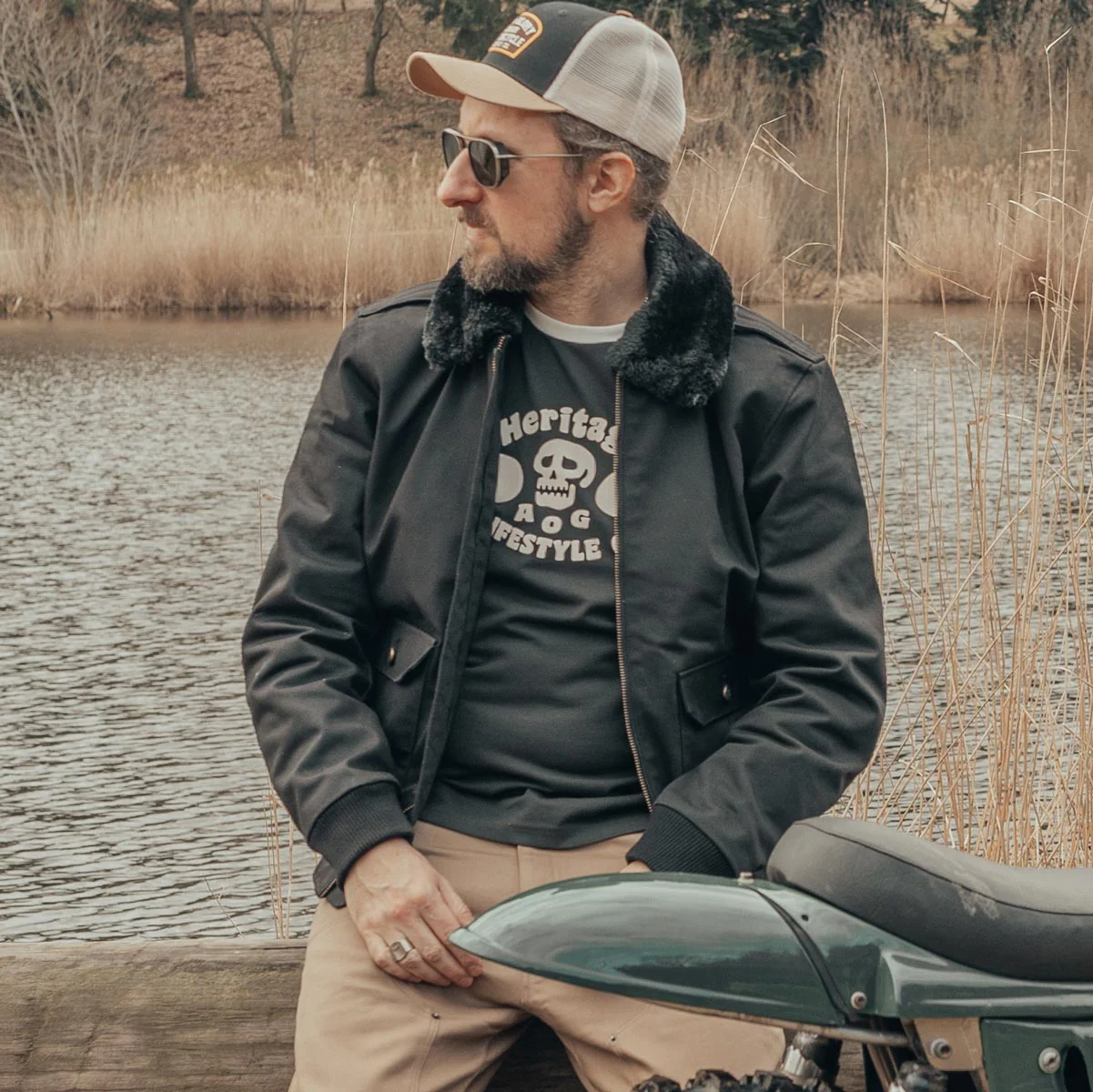 Blouson moto Cockpit en toile noir – Image 3