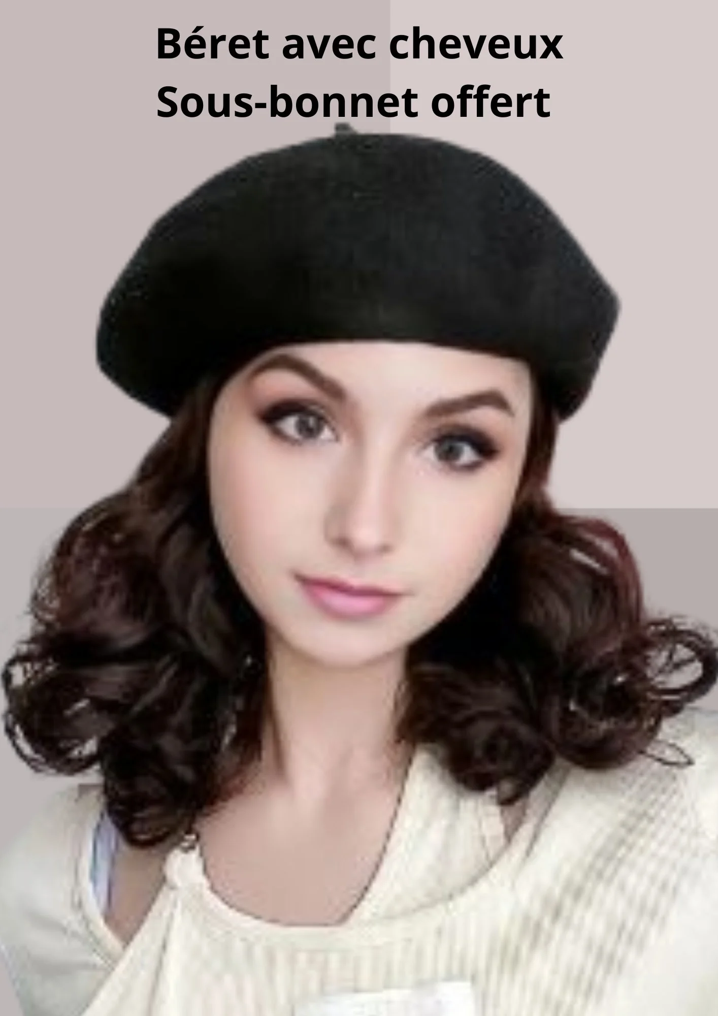 BERET CHIMIO EN LAINE AVEC CHEVEUX - MANUELA