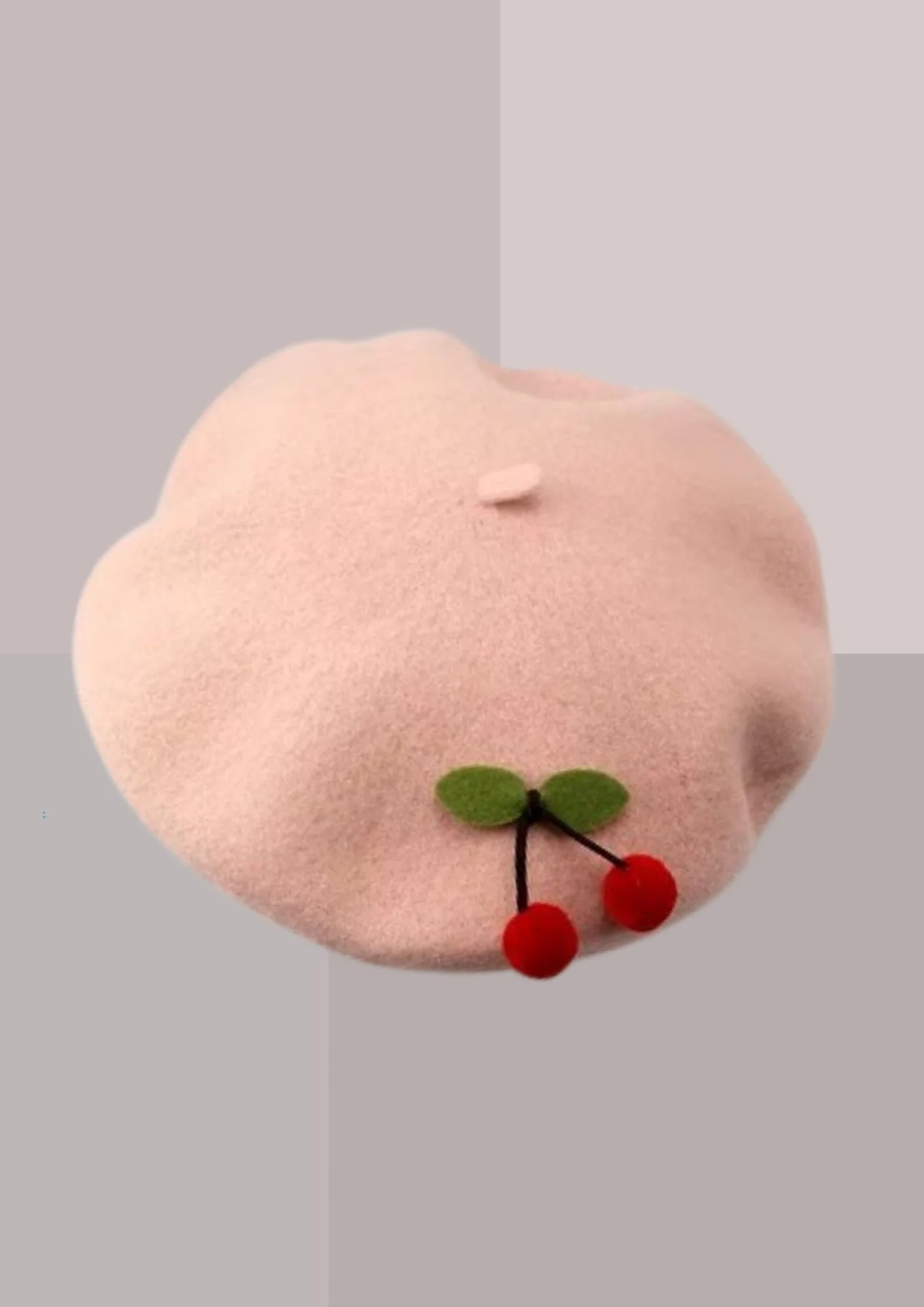 BERET FEMME ET ENFANT ROSE AVEC CERISES