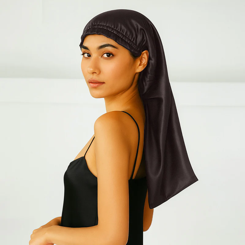 Bonnet de nuit en soie pour cheveux longs – Image 2