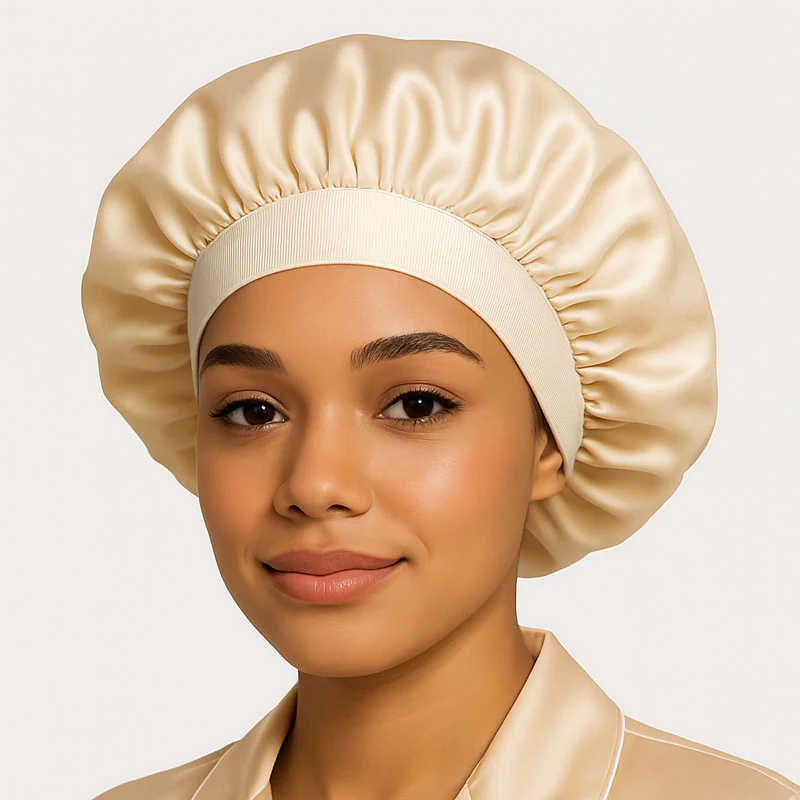 Bonnet de nuit en soie à élastique