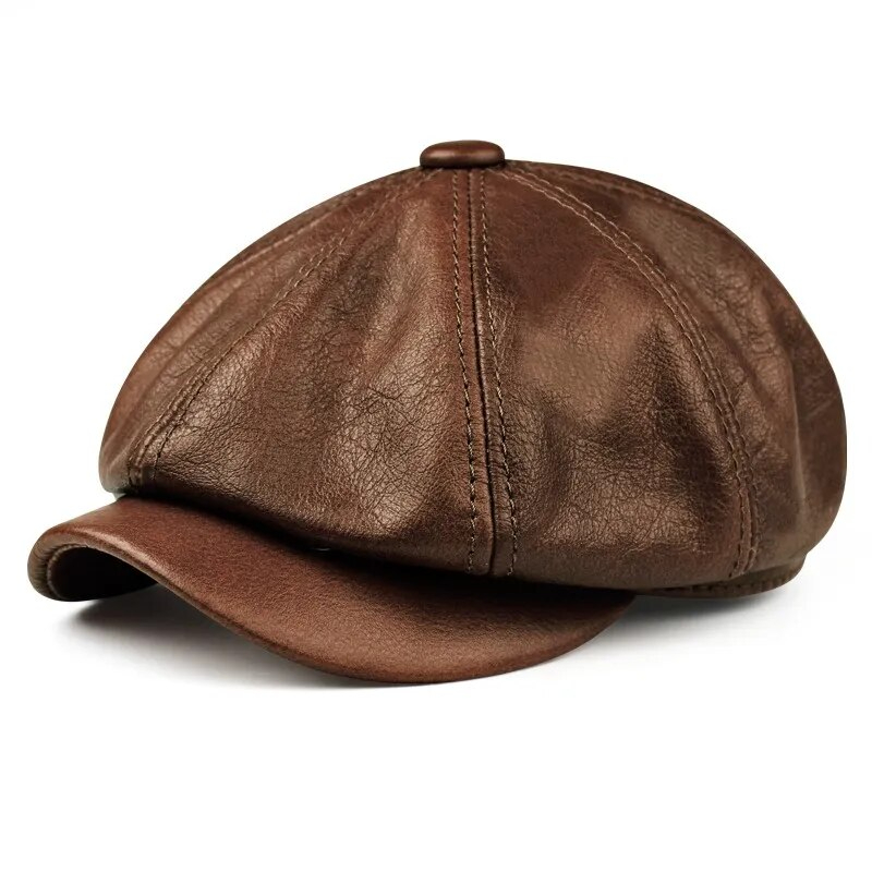 Casquette Gavroche Homme Marron en Cuir – Image 2