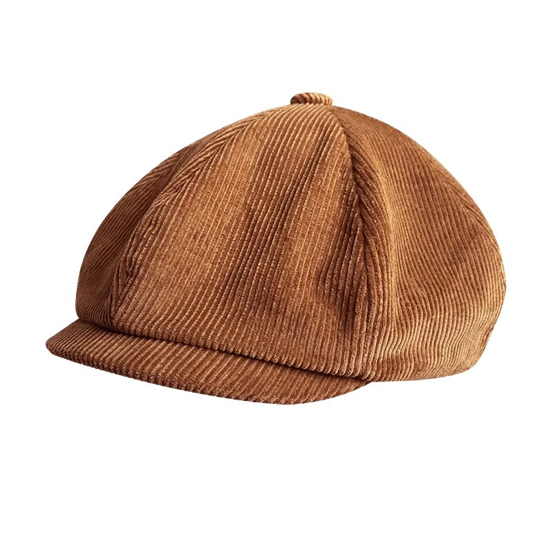 Casquette Gavroche Homme Marron en Velours Côtelé