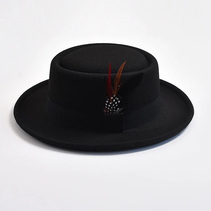 Chapeau Juif Vintage à bord Roulé avec Plume
