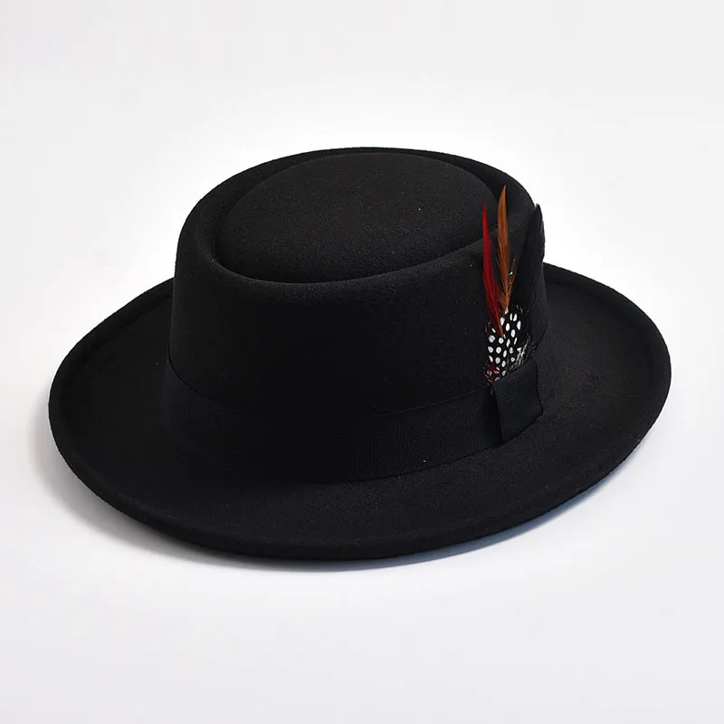 Chapeau Juif Vintage à bord Roulé avec Plume – Image 3