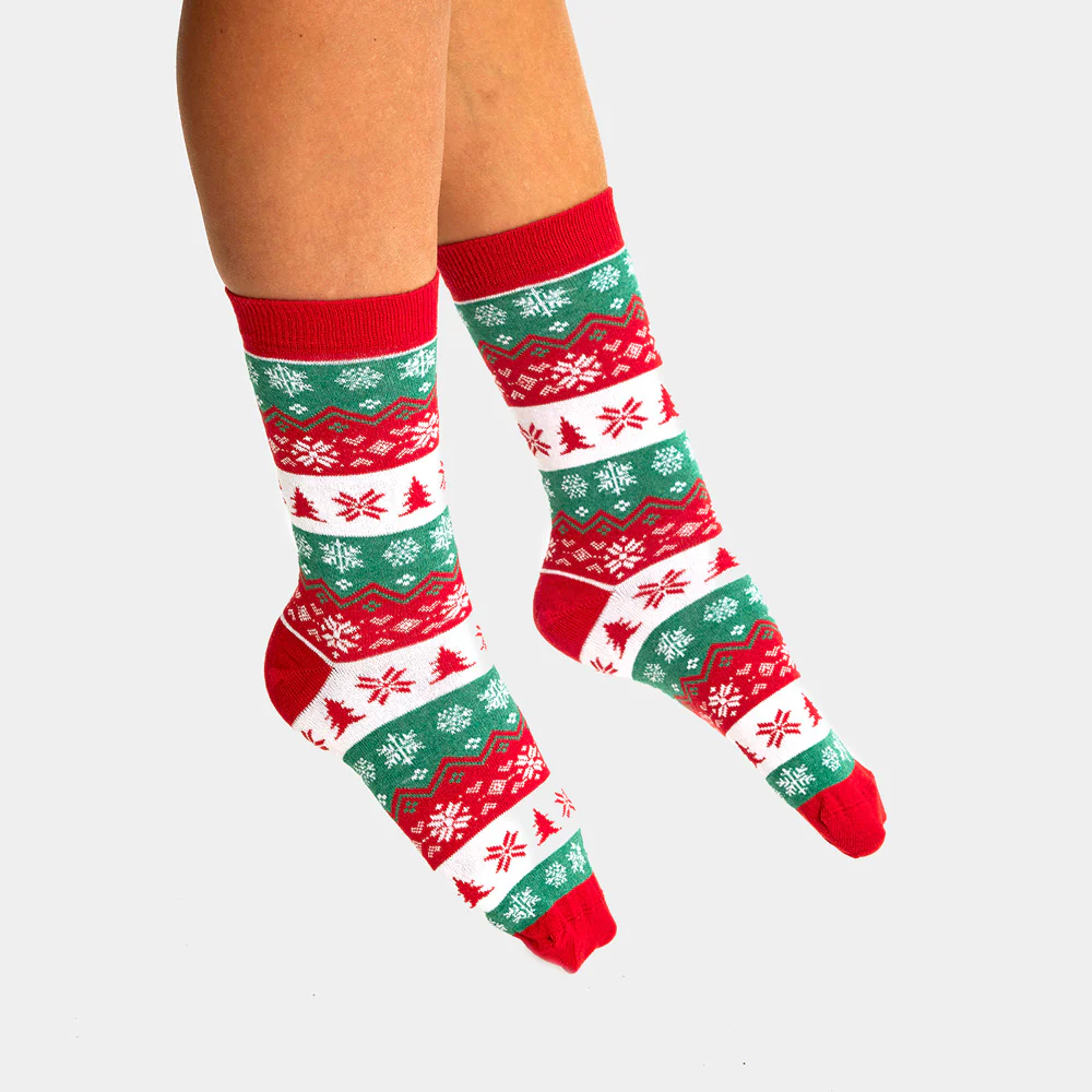 Chaussettes de Noël Unisexes Vertes, Rouges et Blanches – Image 2
