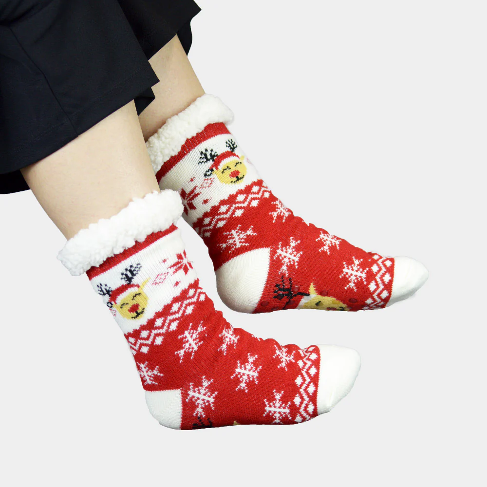 Chaussons Chaussettes de Noël Renne avec Bonnet – Image 2