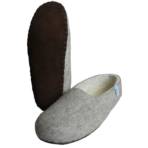 Chaussons gris en laine de mouton – Image 2