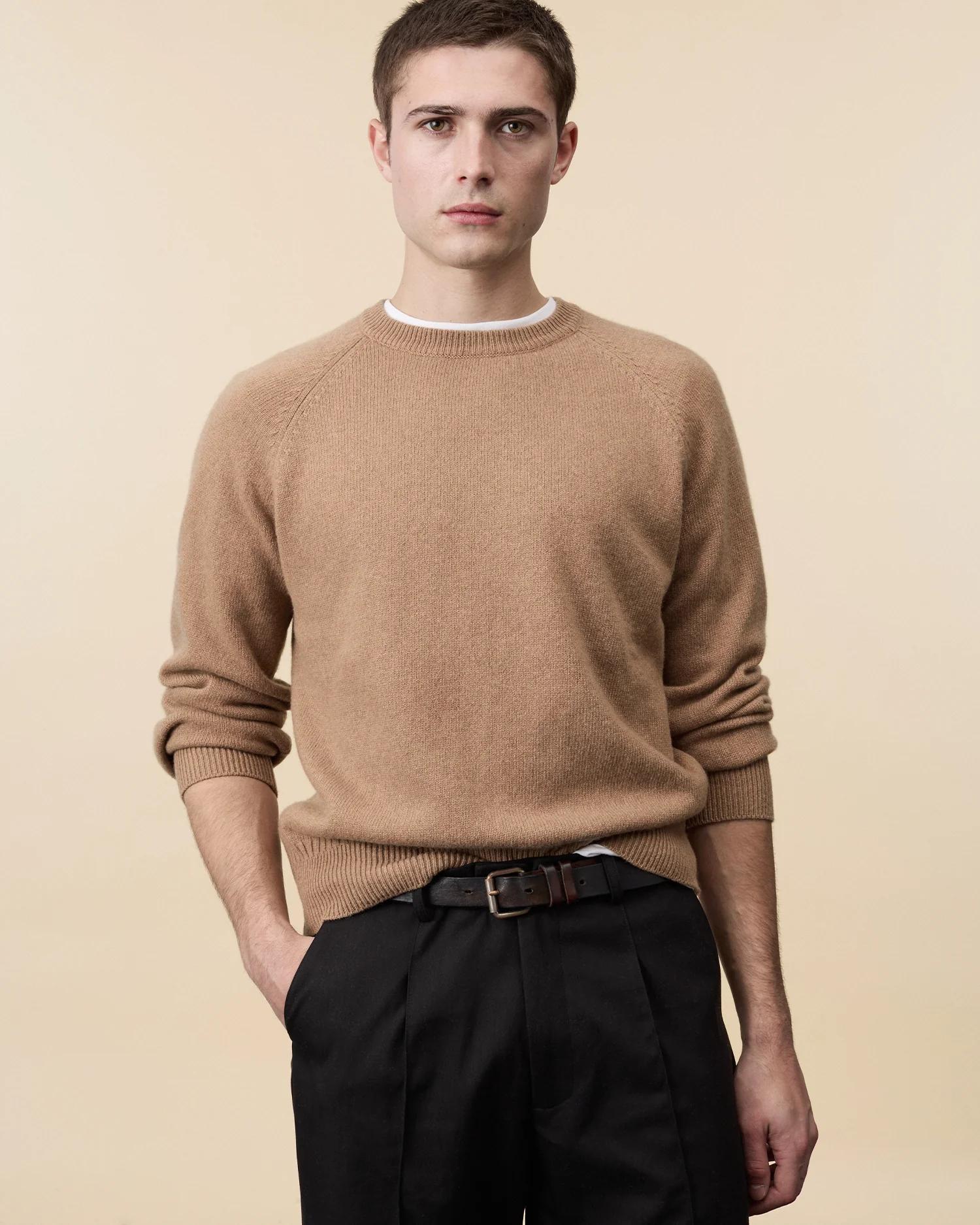 Camel Men's crewneck cashmere sweater – Image 2