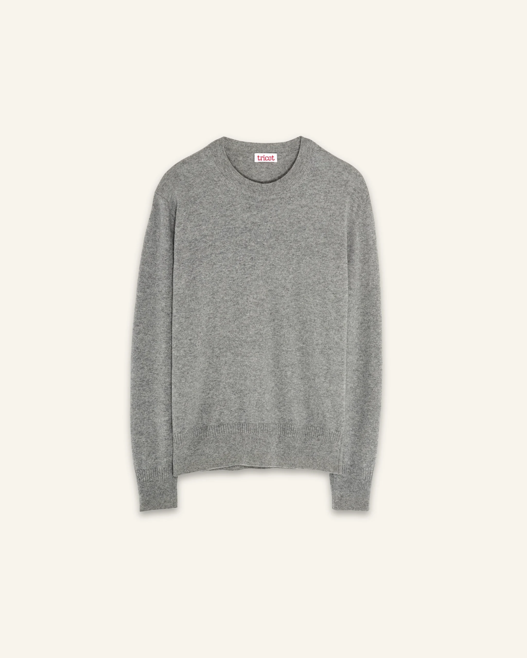 Light gray crewneck cashmere sweater for men – Image 4