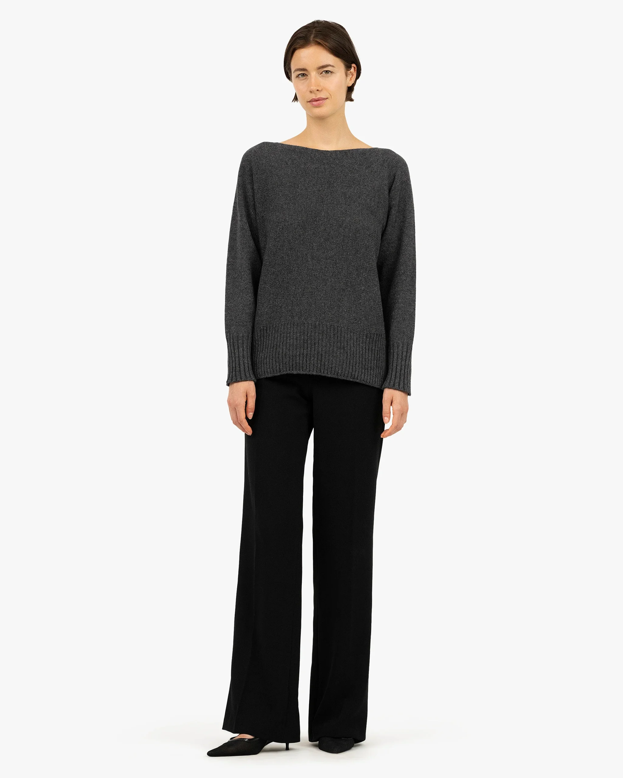 Dolomiti Maxi Boat Neck Sweater - Charcoal