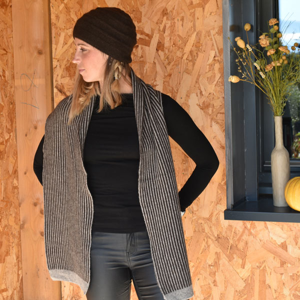 Echarpe bicolore en laine de yack – Image 2