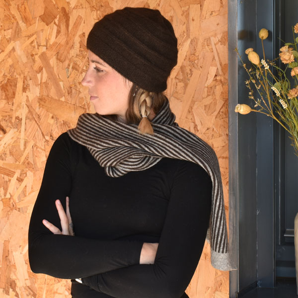 Echarpe bicolore en laine de yack