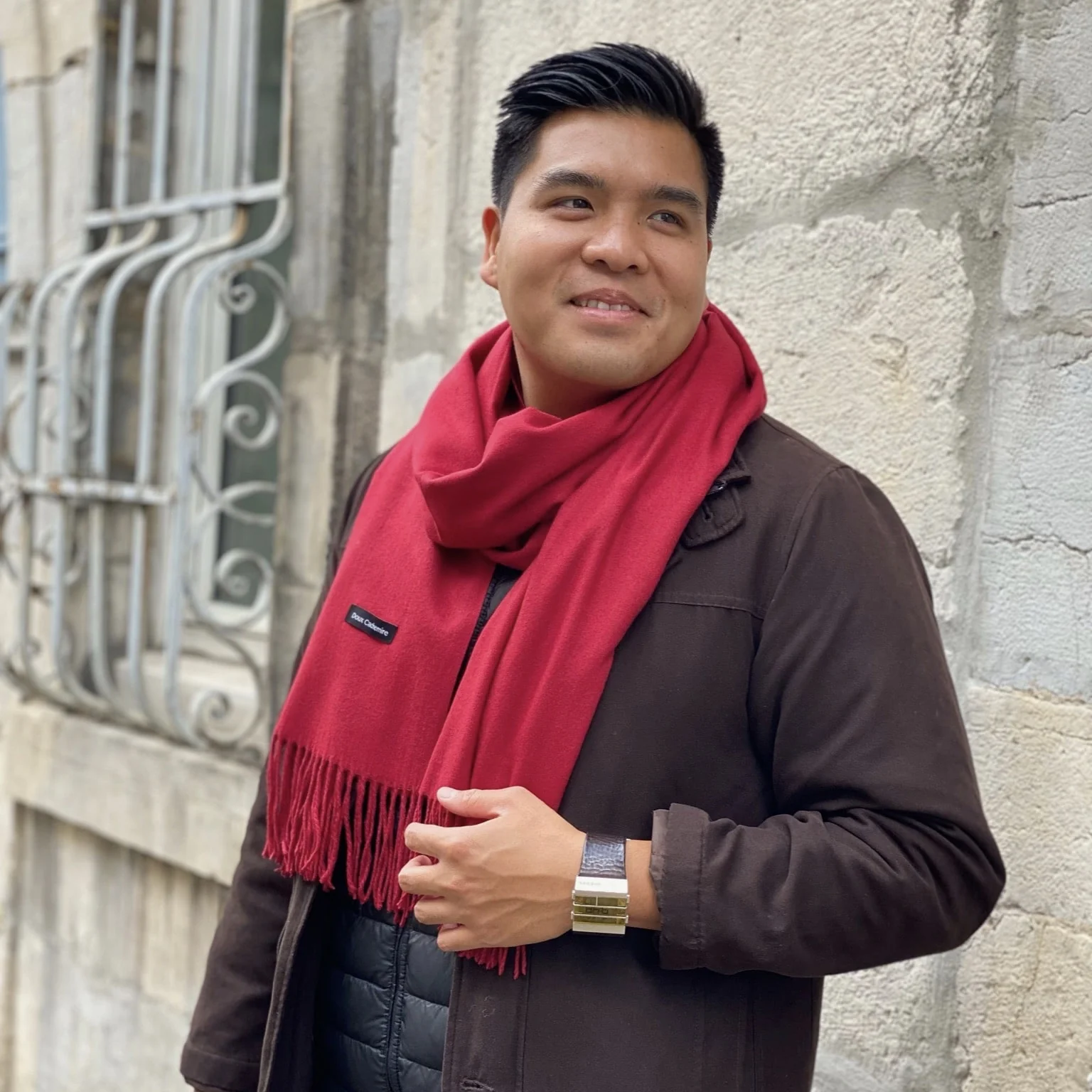 Écharpe Cachemire Bordeaux – Image 3