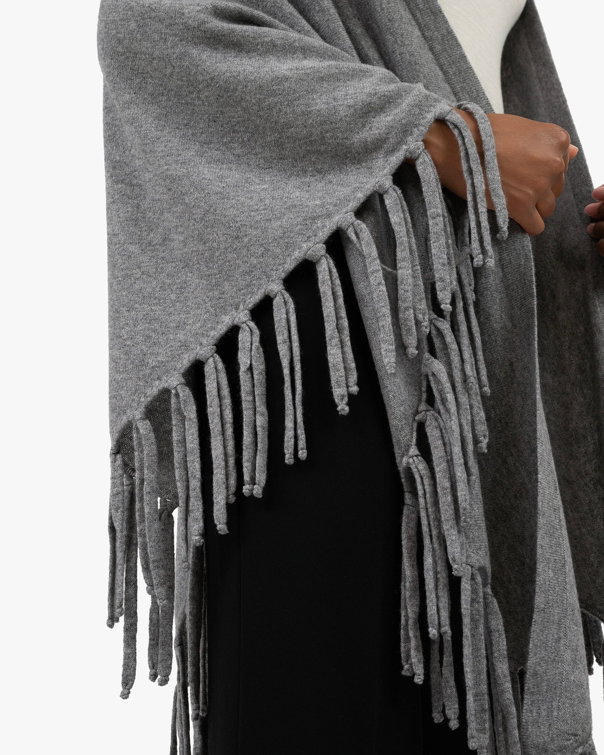 Fringed Wrap - Medium Grey – Image 2