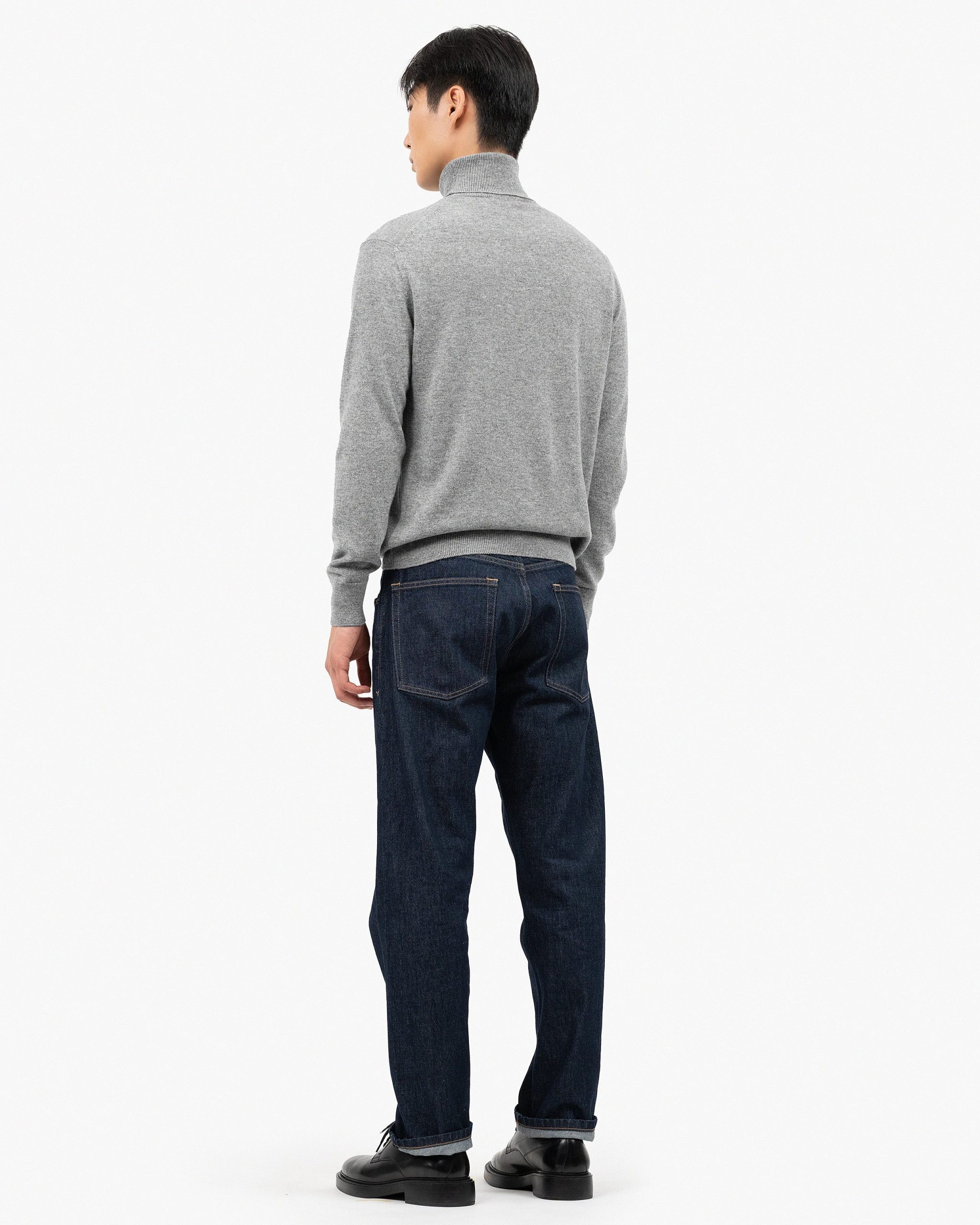 Men's Classic Turtleneck Sweater - Medium Grey – Image 4