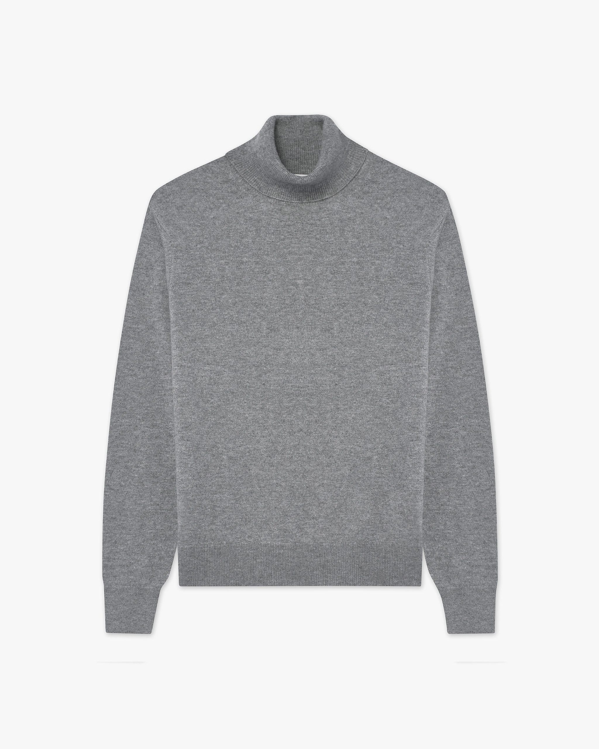 Men's Classic Turtleneck Sweater - Medium Grey – Image 5