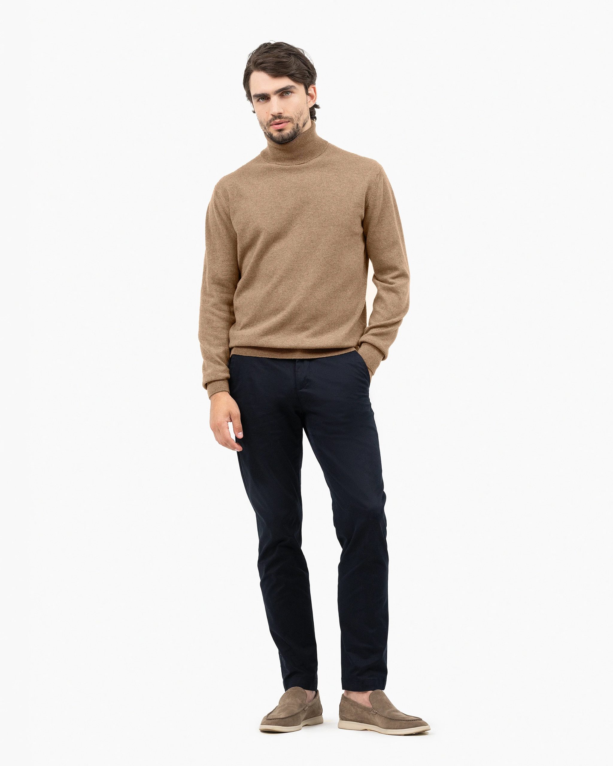 Men's Classic Turtleneck Sweater - Light Brown