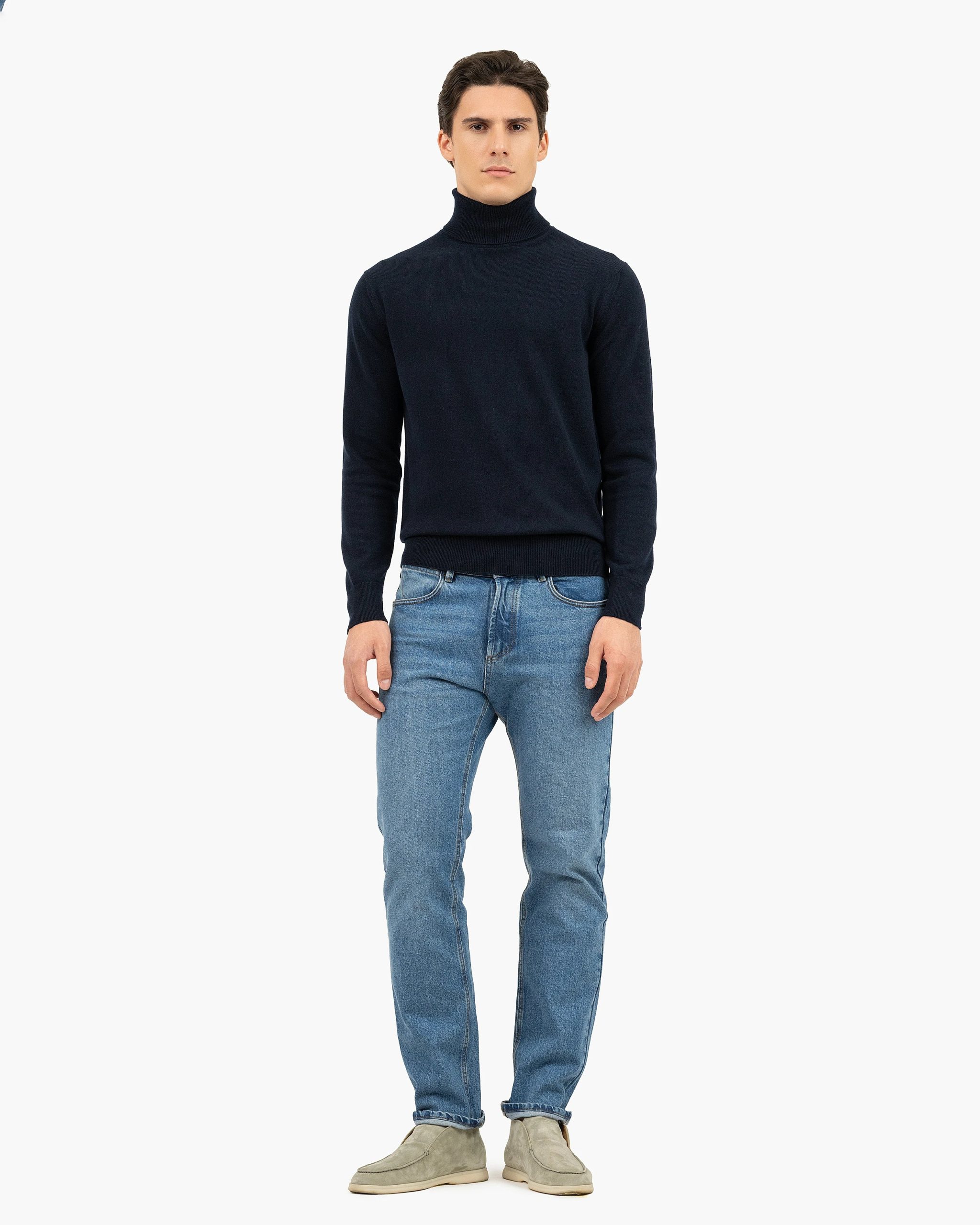 Men's Classic Turtleneck Sweater - Night Blue