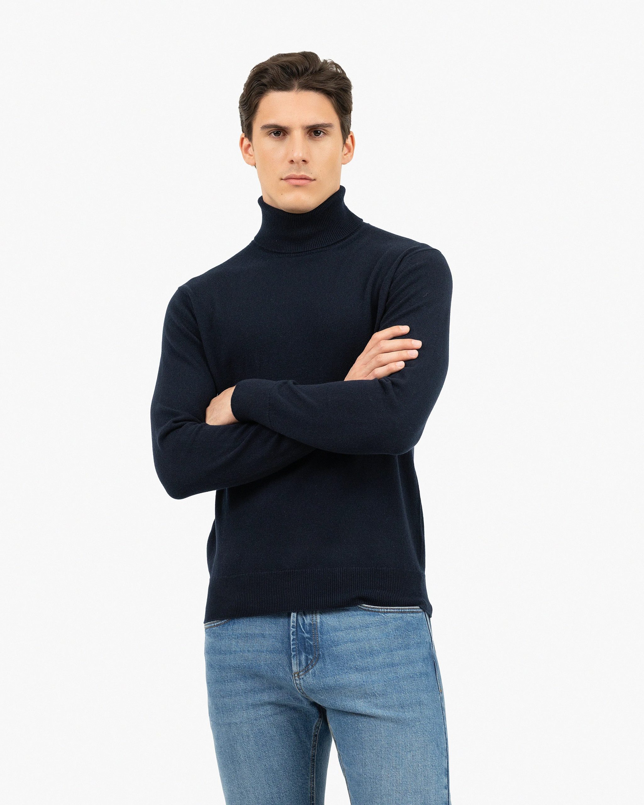 Men's Classic Turtleneck Sweater - Night Blue – Image 3