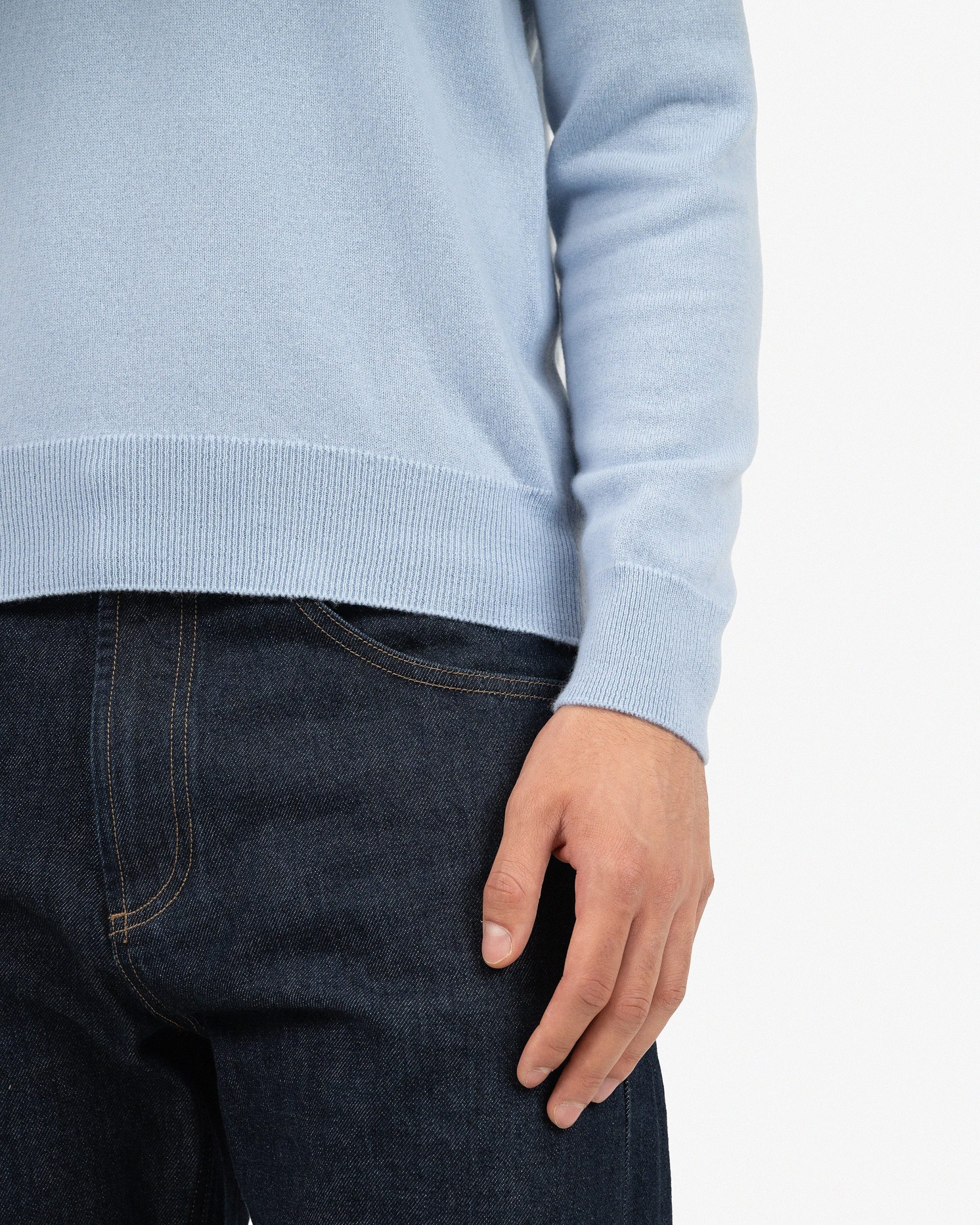 Men's Classic V-Neck Sweater - Light Blue – Image 2