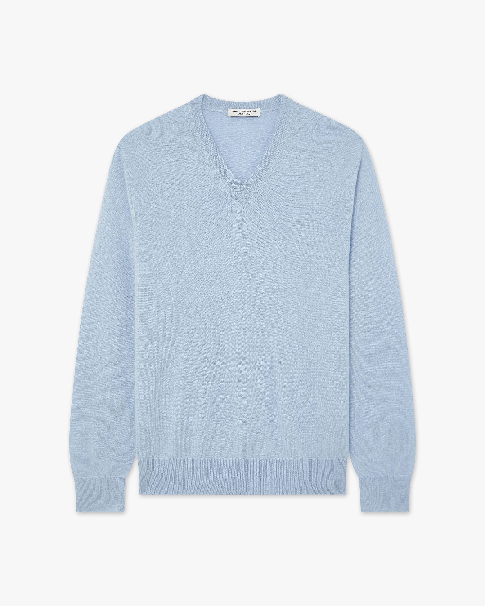 Men's Classic V-Neck Sweater - Light Blue – Image 5