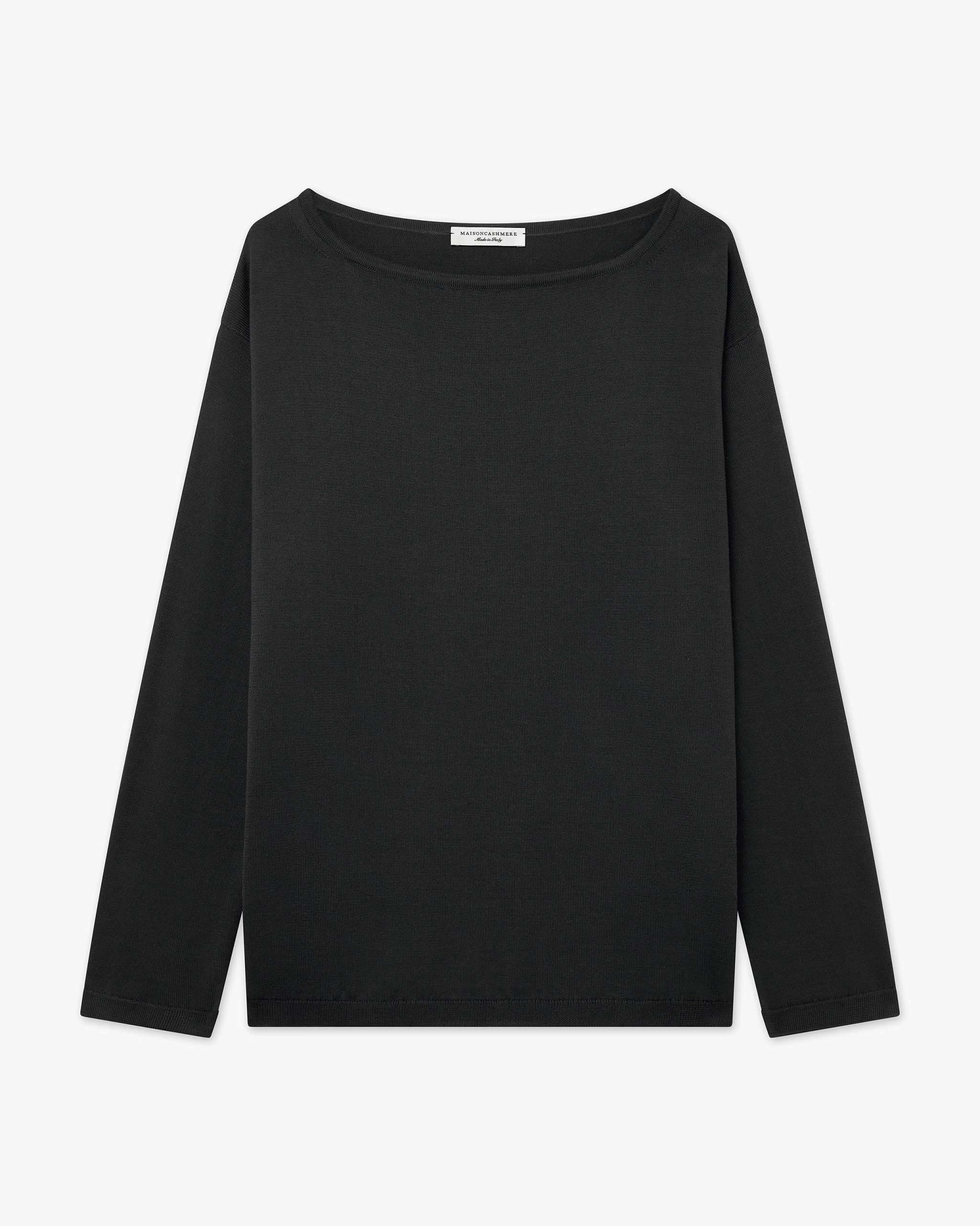 Oasi Boat Neck Sweater - Black – Image 4