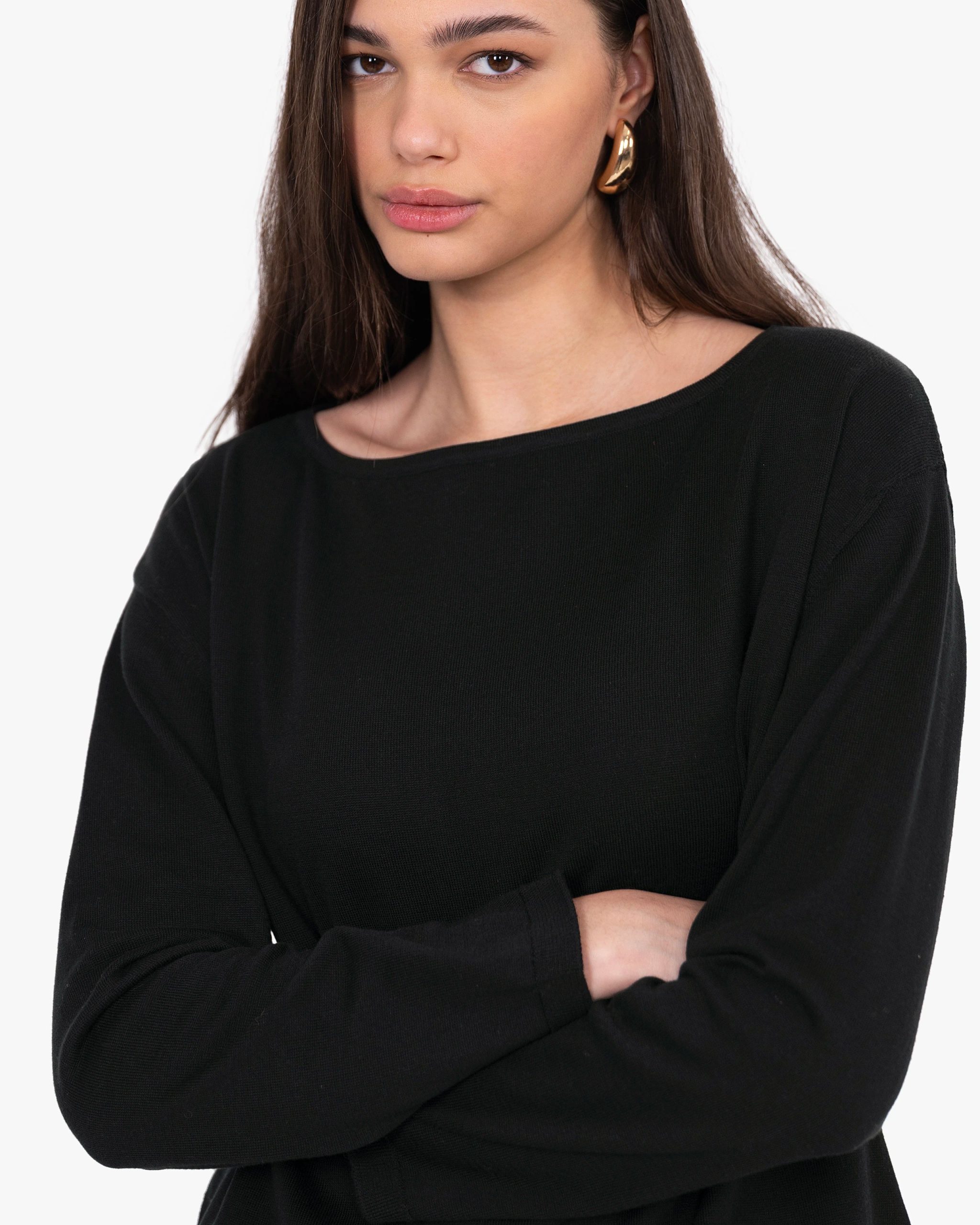 Oasi Boat Neck Sweater - Black – Image 2